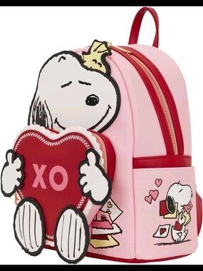 Snoopy Heart Loungefly Backpack - Pink & Red